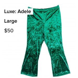 Lularoe Womens Pants Size Large Adele Straight Leg Luxe Crushed Velvet Green NWT